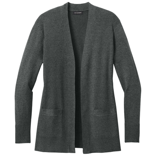 Charcoal Heather front - Port Authority Women's Easy Care Open-Front Cardigan Sweater