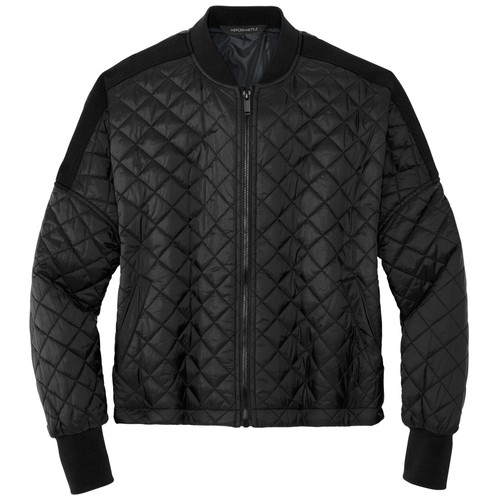 Deep Black front - Mercer+Mettle Women's Boxy Quilted Jacket