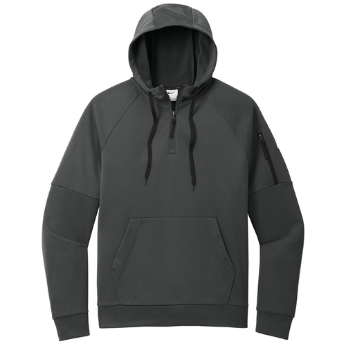 Anthracite front - Nike Therma-FIT Pocket 1/4-Zip Fleece Hoodie