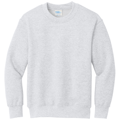 Ash front - Port & Co Youth Core Fleece Crewneck Sweatshirt