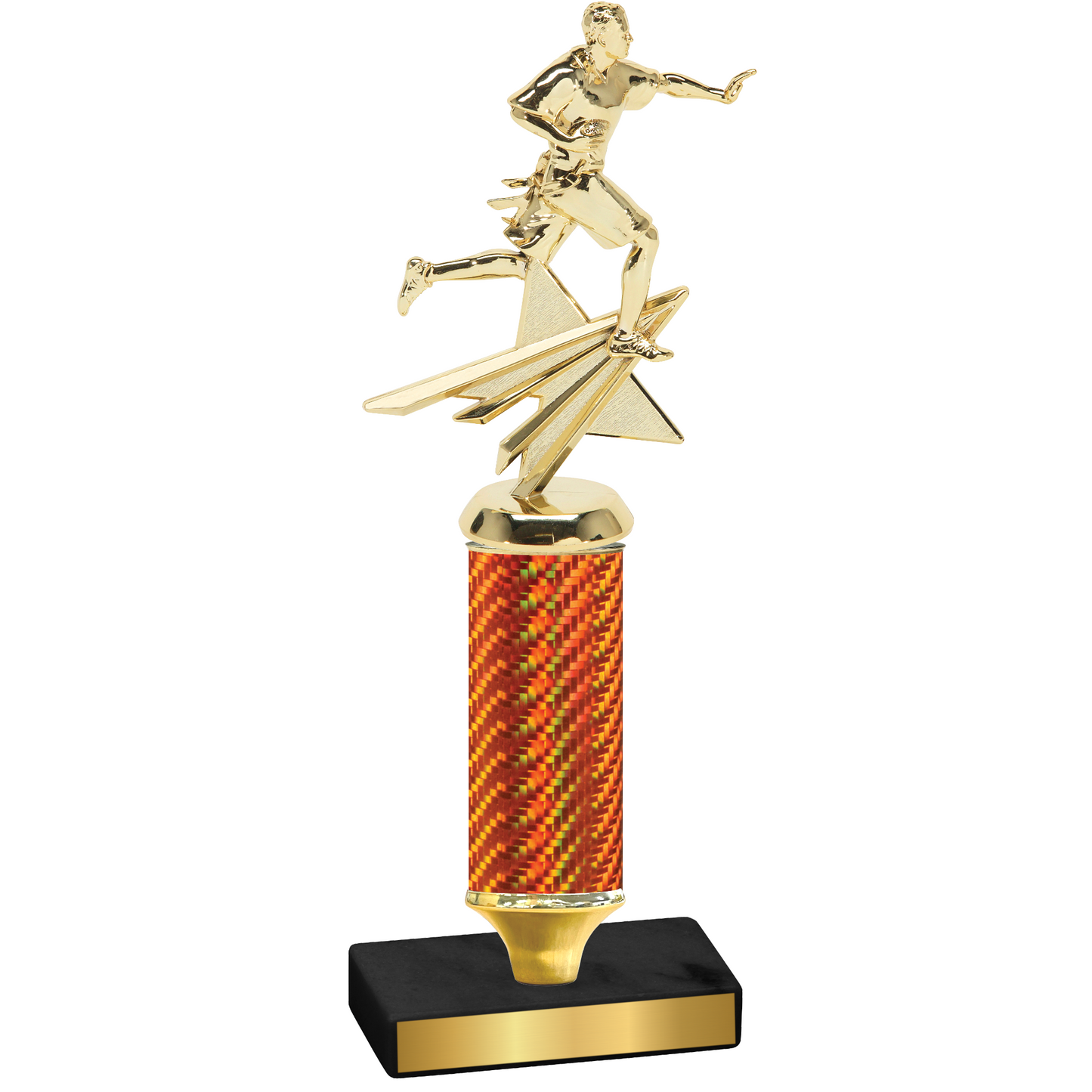 Value Orange Carbon Fiber Flag Football Trophy