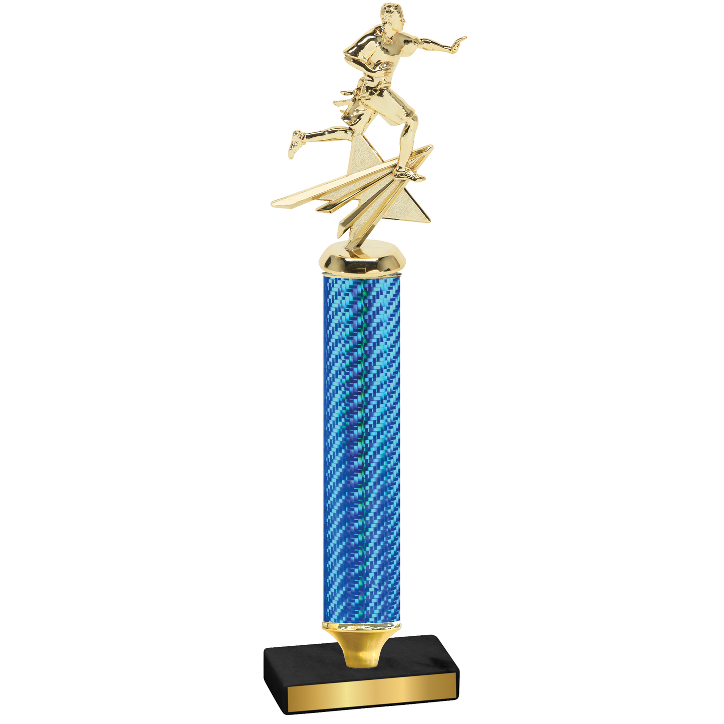 Value Blue Carbon Fiber Flag Football Trophy