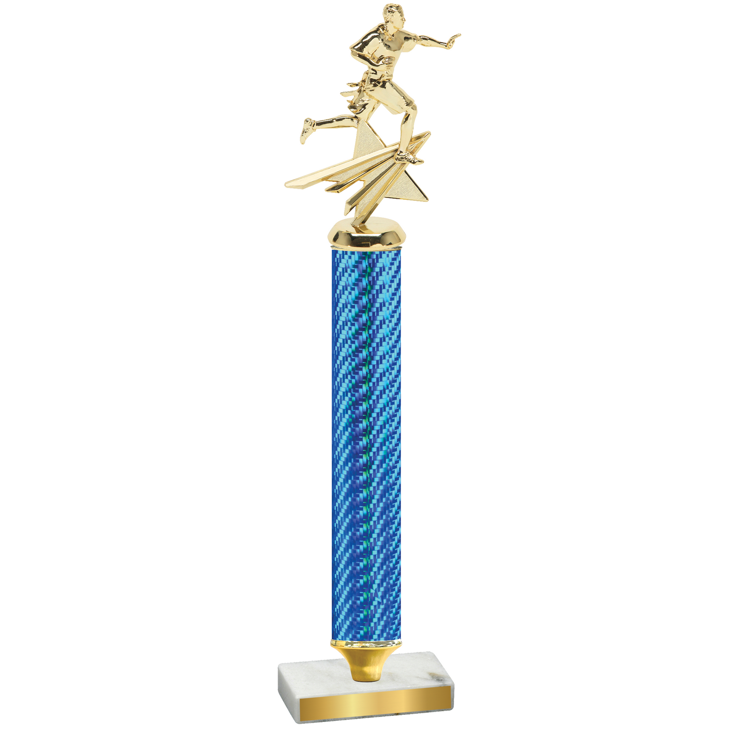 Value Blue Carbon Fiber Flag Football Trophy