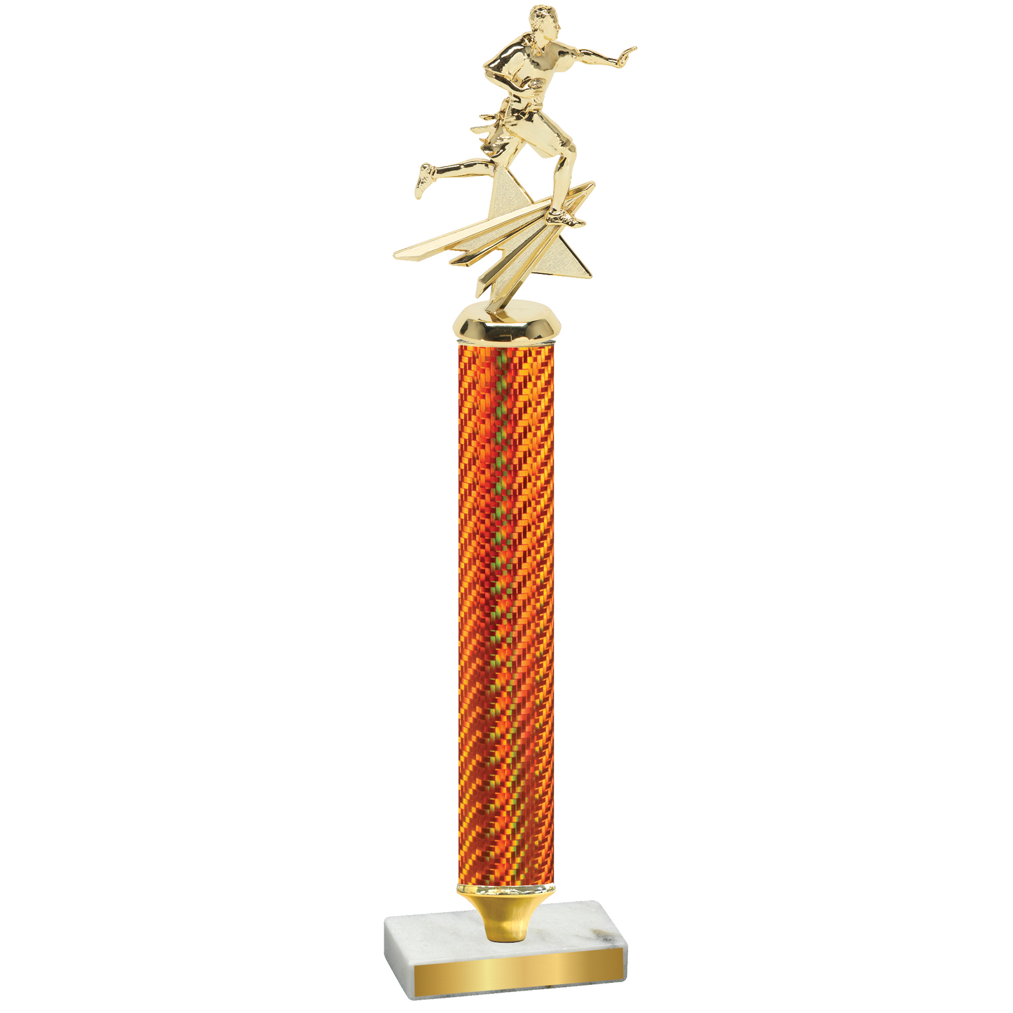 Value Orange Carbon Fiber Flag Football Trophy