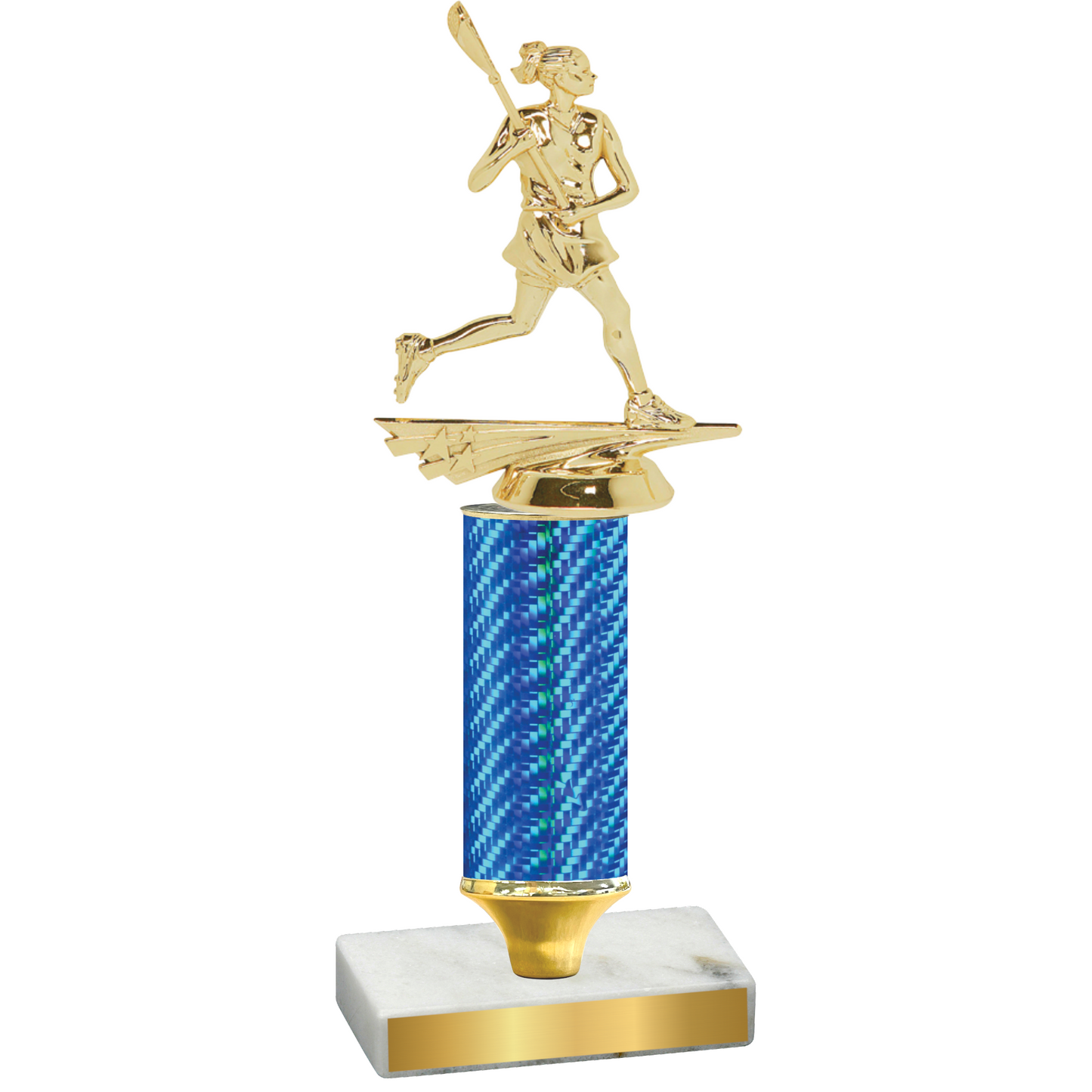 Value Blue Carbon Fiber Lacrosse Trophy