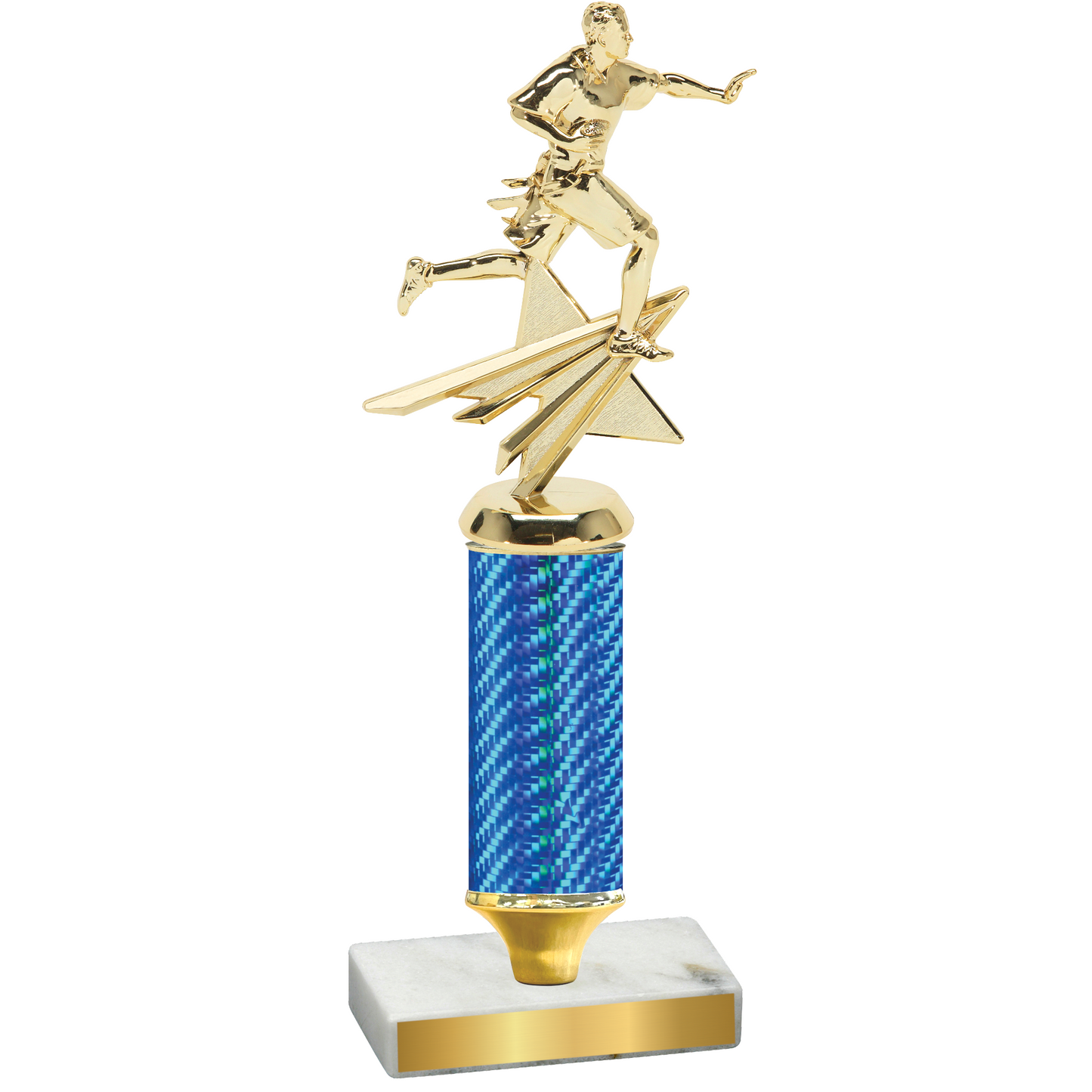 Value Blue Carbon Fiber Flag Football Trophy