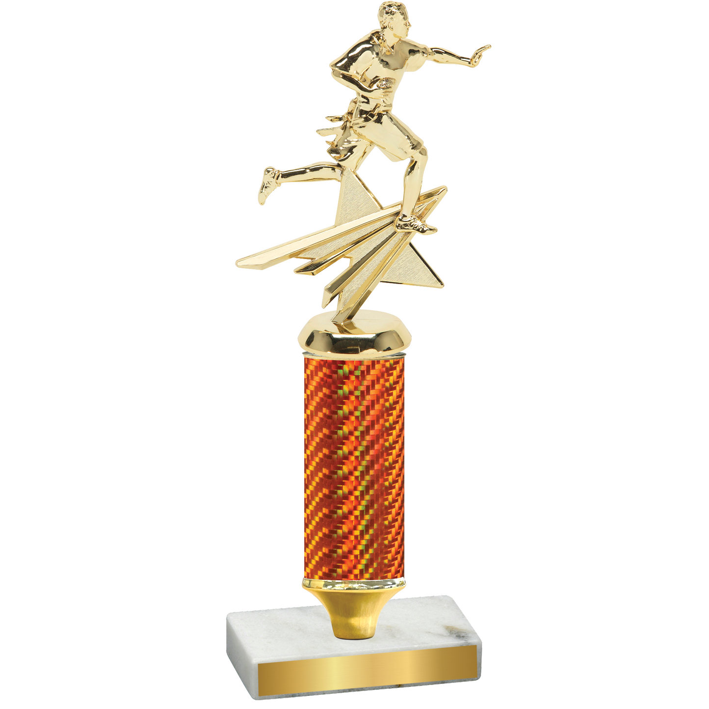 Value Orange Carbon Fiber Flag Football Trophy