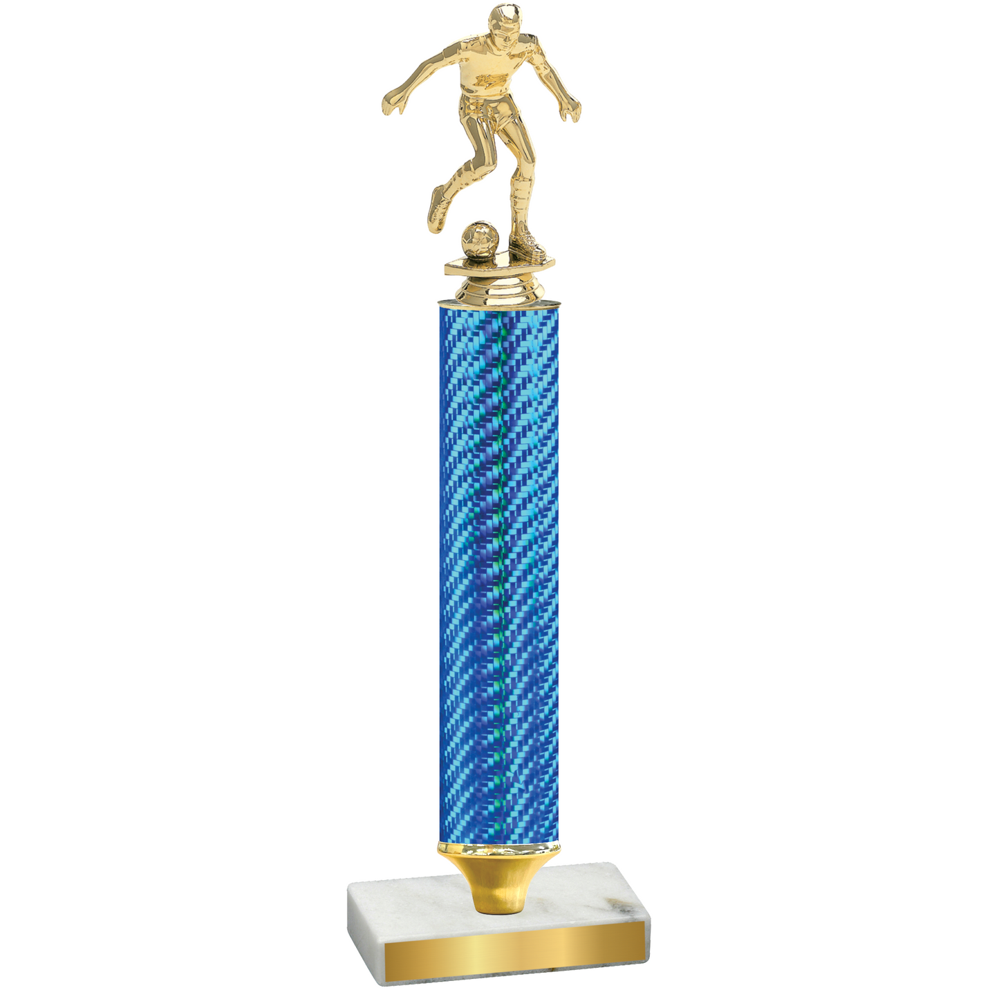 Value Blue Carbon Fiber Soccer Trophy