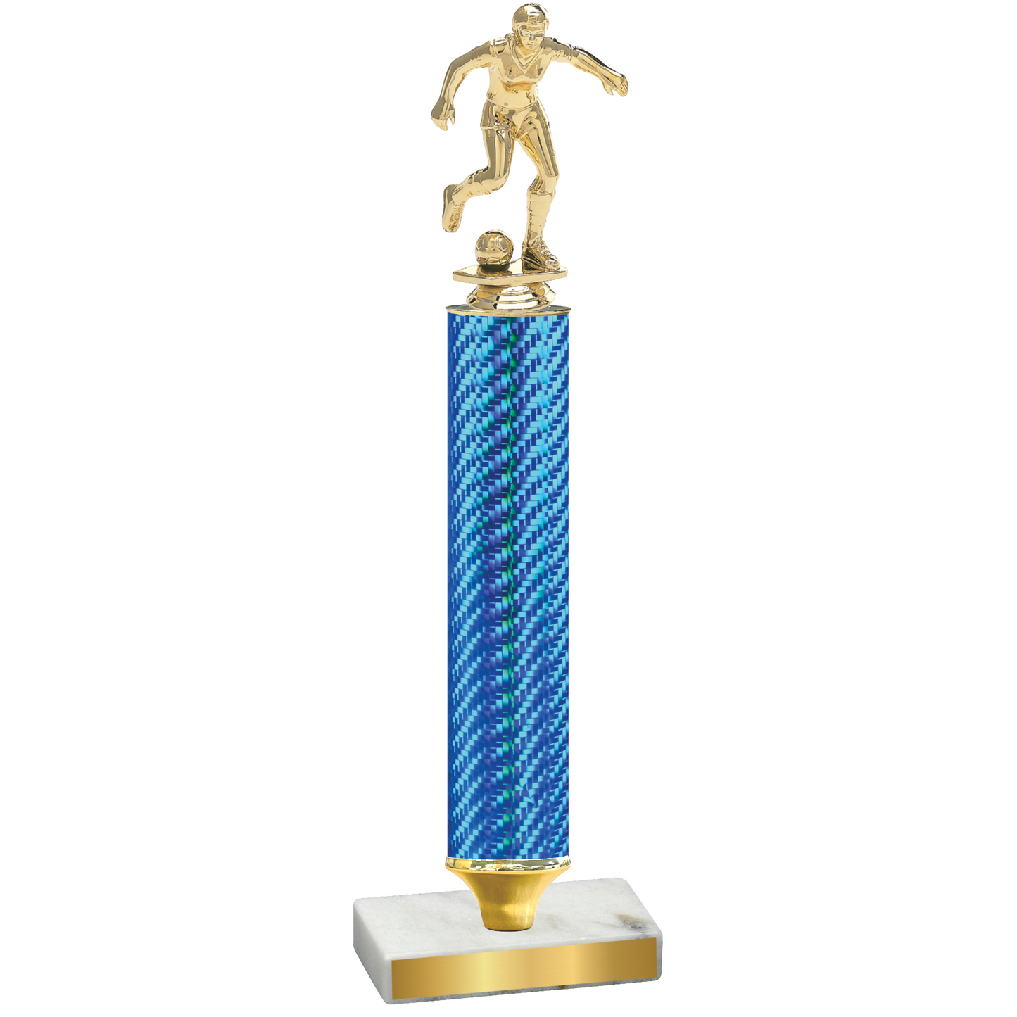 Value Blue Carbon Fiber Soccer Trophy