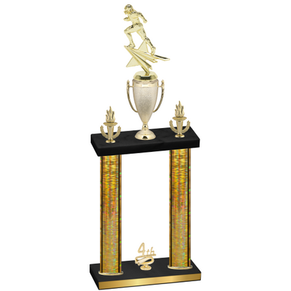 Double Gold Glacier Fourth Place Football Trophy