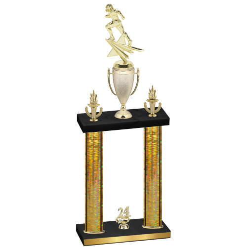 Double Gold Glacier Year Football Trophy