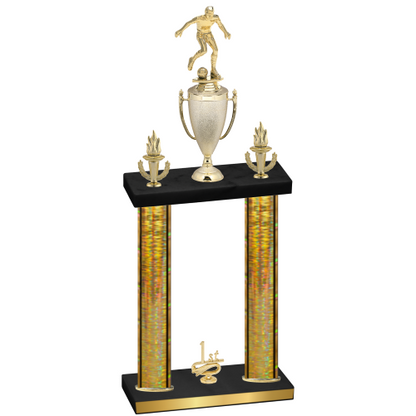 Double Gold Glacier First Place Soccer Trophy