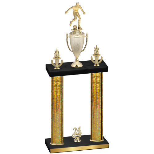 Double Gold Glacier Year Soccer Trophy