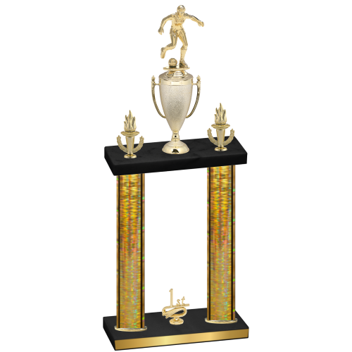 Double Gold Glacier First Place Soccer Trophy