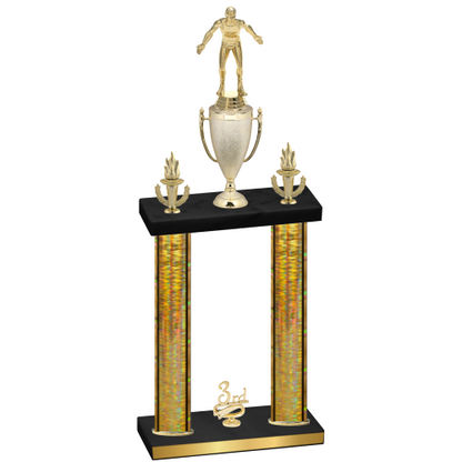 Double Gold Glacier Third Place Wrestling Trophy
