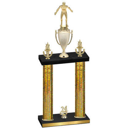 Double Gold Glacier Year Wrestling Trophy