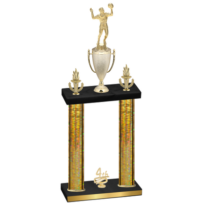 Double Gold Glacier Fourth Place Volleyball Trophy