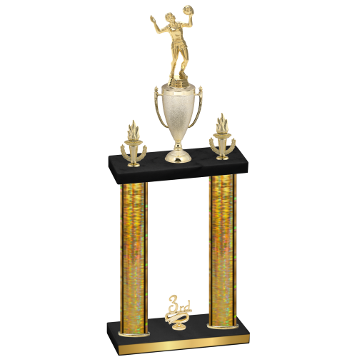 Double Gold Glacier Third Place Volleyball Trophy