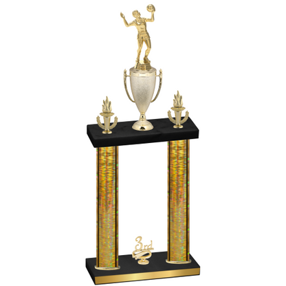 Double Gold Glacier Third Place Volleyball Trophy