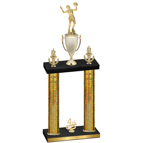 Double Gold Glacier Fourth Place Volleyball Trophy