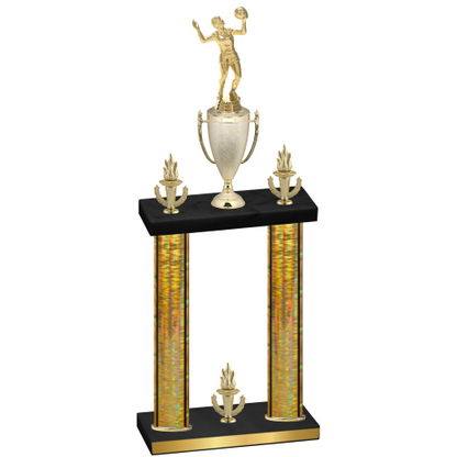 Double Gold Glacier Victory Volleyball Trophy