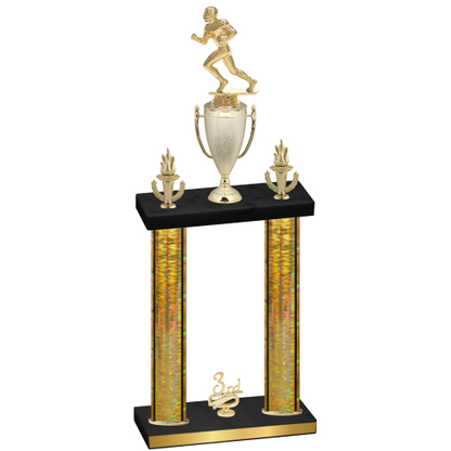 Double Gold Glacier Third Place Football Trophy