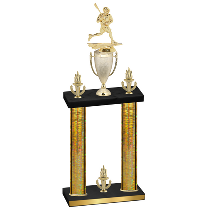Double Gold Glacier Victory Lacrosse Trophy
