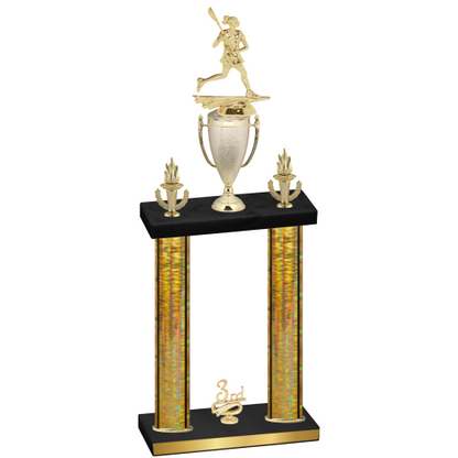 Double Gold Glacier Third Place Lacrosse Trophy