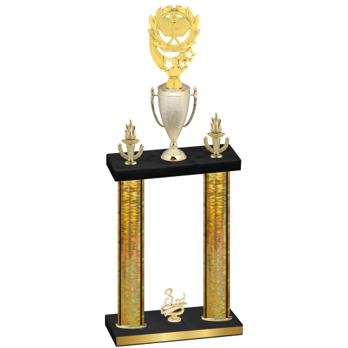 Double Gold Glacier Third Place Pickleball Trophy