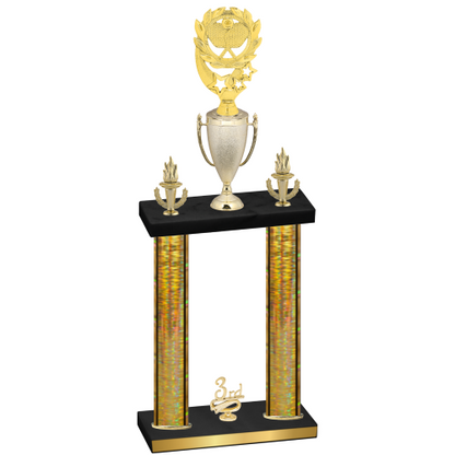 Double Gold Glacier Third Place Pickleball Trophy