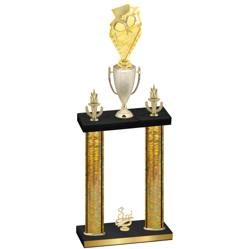 Double Gold Glacier Third Place Pickleball Trophy