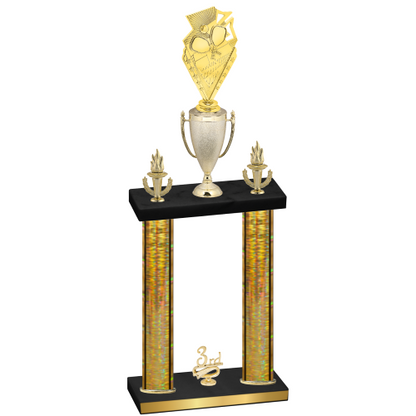 Double Gold Glacier Third Place Pickleball Trophy