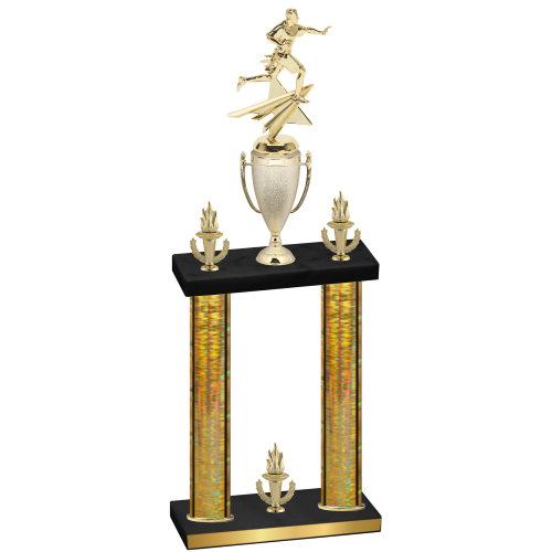 Double Gold Glacier Victory Flag Football Trophy