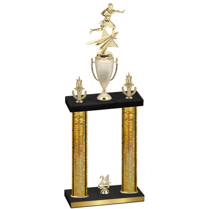 Double Gold Glacier Year Flag Football Trophy