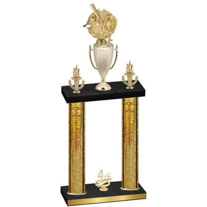 Double Gold Glacier Fourth Place Baseball Trophy