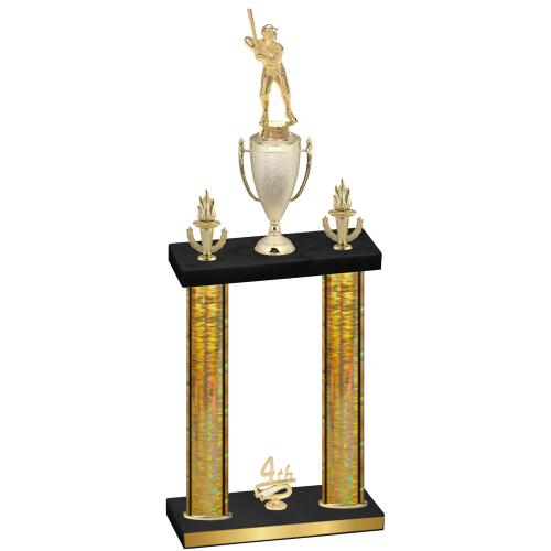 Double Gold Glacier Fourth Place Baseball Trophy