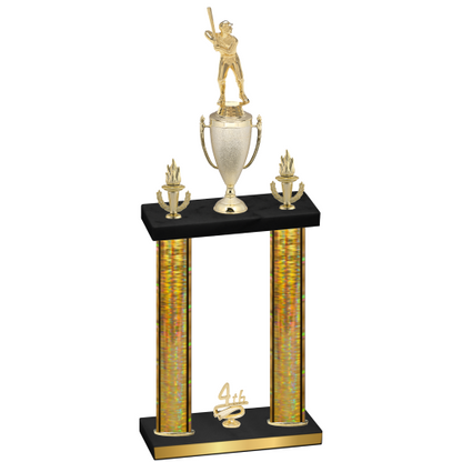 Double Gold Glacier Fourth Place Baseball Trophy