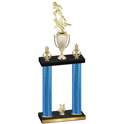 Double Blue Carbon Fiber Year Football Trophy