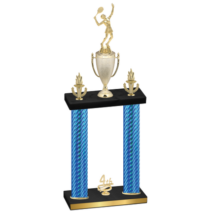 Double Blue Carbon Fiber Fourth Place Tennis Trophy