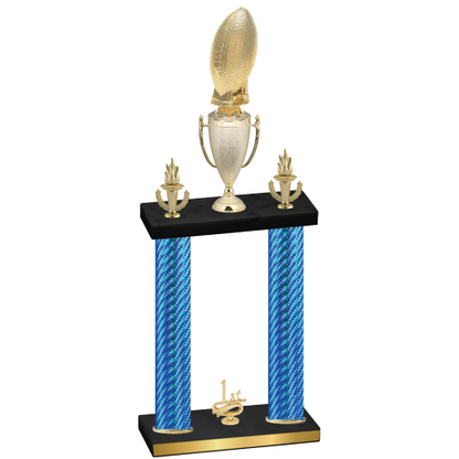 Double Blue Carbon Fiber First Place Football Trophy