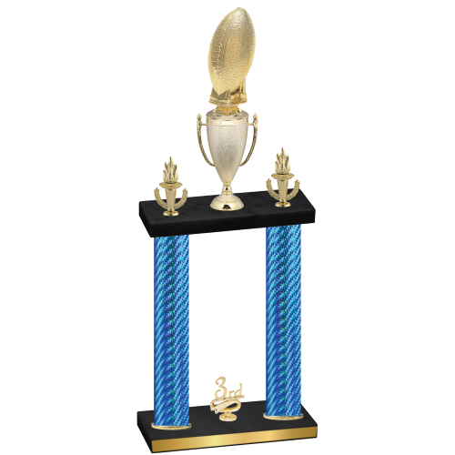 Double Blue Carbon Fiber Third Place Football Trophy