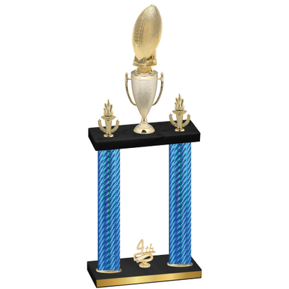 Double Blue Carbon Fiber Fourth Place Football Trophy
