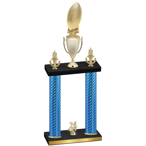 Double Blue Carbon Fiber Year Football Trophy