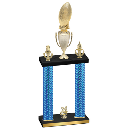 Double Blue Carbon Fiber Year Football Trophy