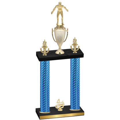 Double Blue Carbon Fiber Fourth Place Wrestling Trophy