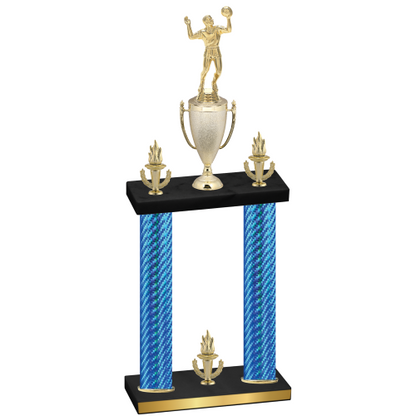 Double Blue Carbon Fiber Victory Volleyball Trophy