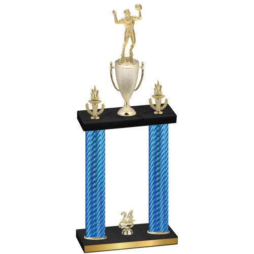 Double Blue Carbon Fiber Year Volleyball Trophy