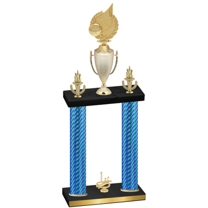 Double Blue Carbon Fiber First Place Volleyball Trophy