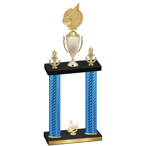 Double Blue Carbon Fiber Third Place Volleyball Trophy