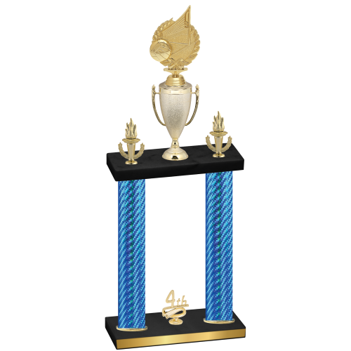 Double Blue Carbon Fiber Fourth Place Volleyball Trophy